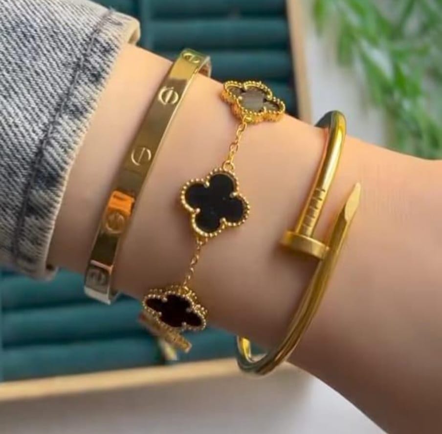 Cartier Bangle, Vencleef Bracelet and Nail Bangle