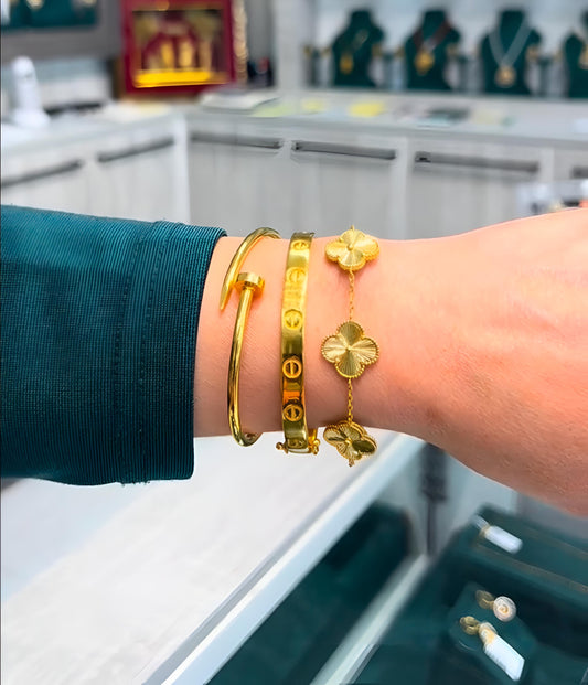 Cartier Bangle, Vencleef Bracelet and Nail Bangle